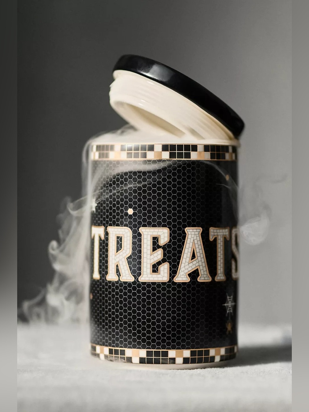 Anthropologie Bistro Tile Treats Canister: Halloween Edition - Brand New